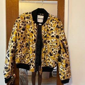 Moscino x HM satin bomber jacket with chain print